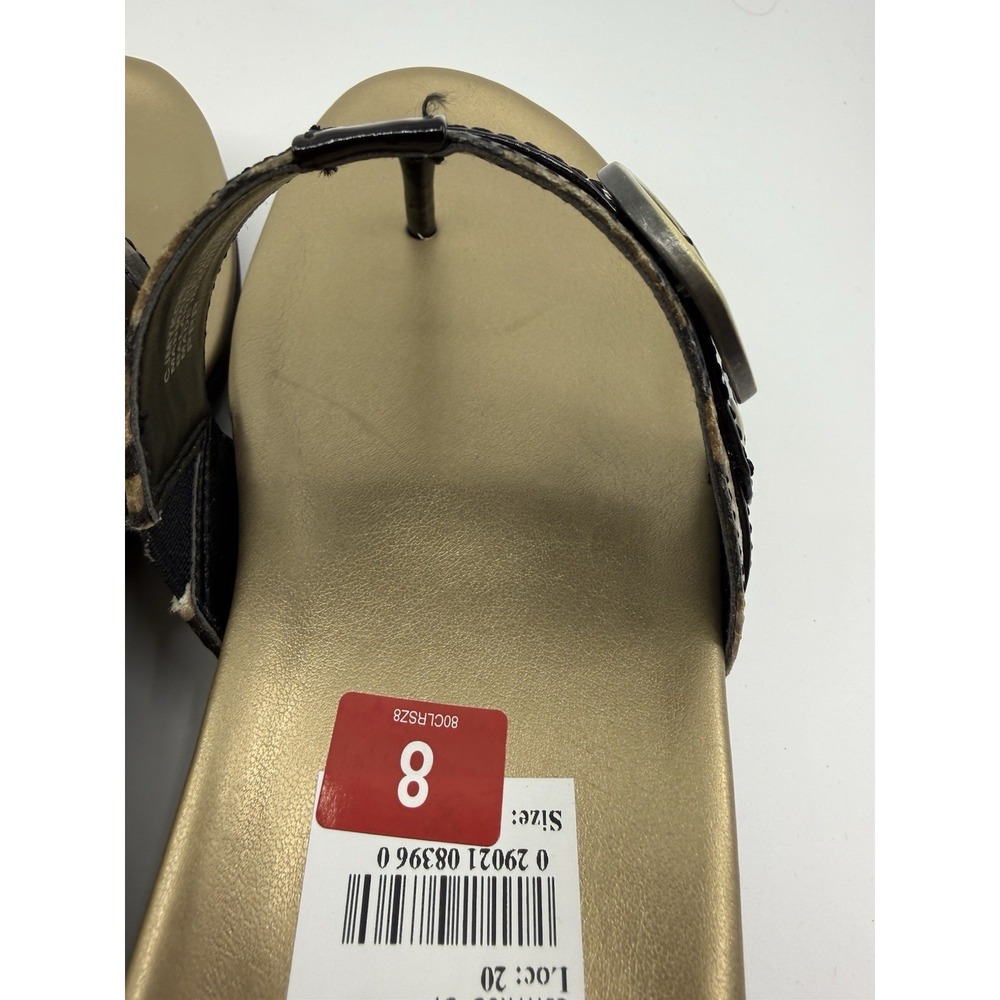 Circa Joan & David Luxe Thong Sandals Womens 8 Leopard Black Patent Gold NIB - Picture 4 of 8